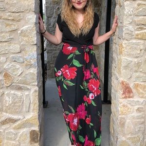 Black and floral Leslie Fay Evening Dress